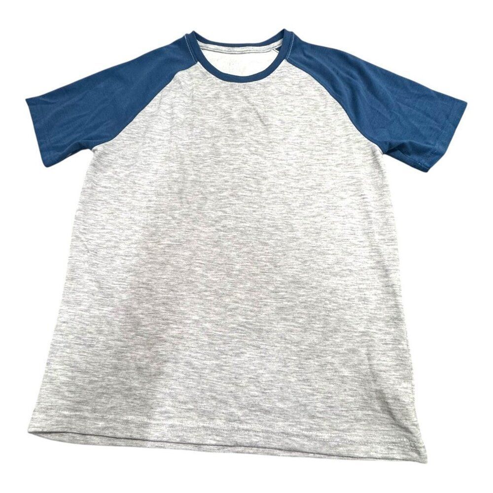 George Mens Raglan Sleeve T-Shirt Size S (34-36) Gray & Blue Cotton Blend Casual
